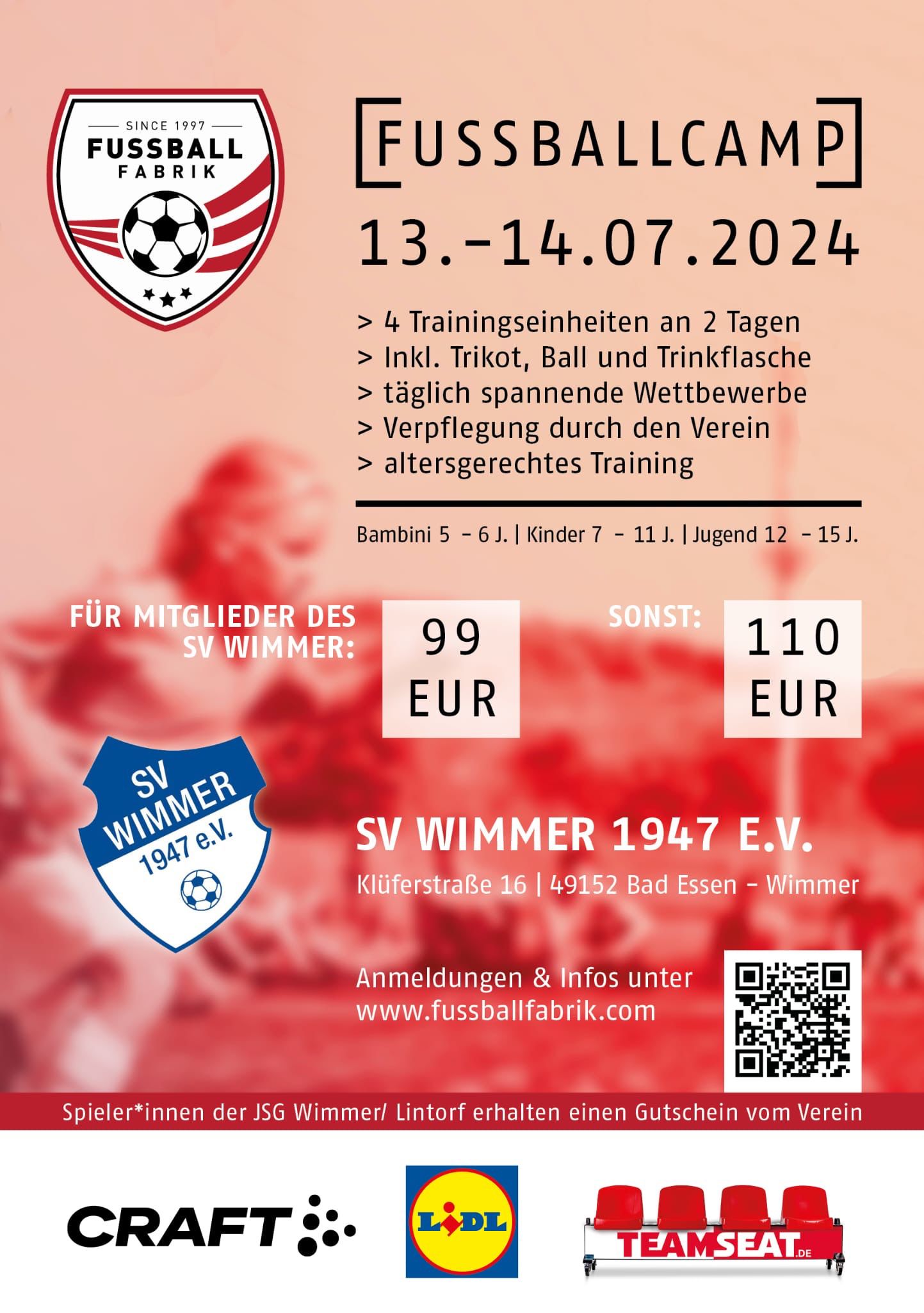 Fußballcamp 2024 - jetzt schon anmelden -